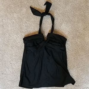 Black halter tankini bathing suit top